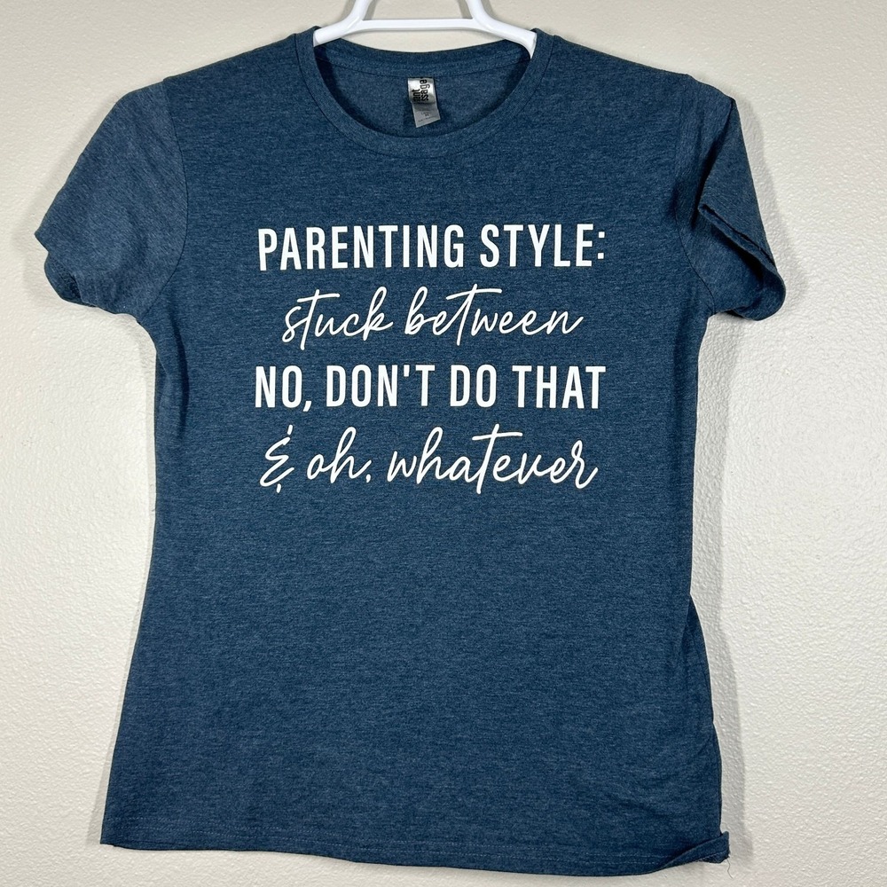 Instant Message Shirt Womens M Blue Heather Parenting Style Short Sleeve Tee